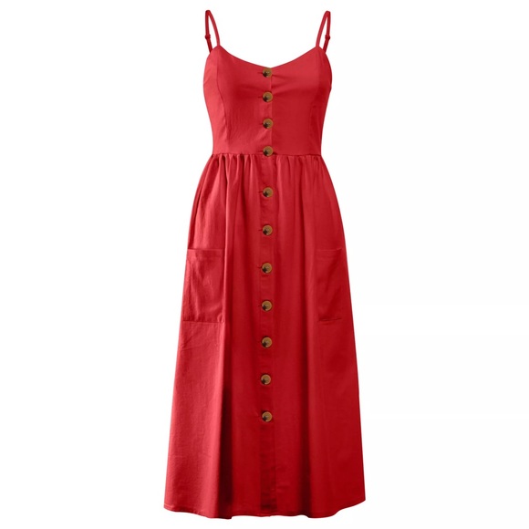 American Eagle Red button midi dress - Picture 1 of 3
